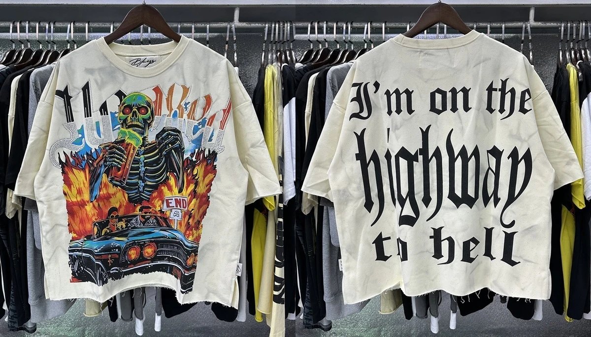 Design Bkys Punk Skull Graphic Oversized T-Shirt Black T-Shirts - 18