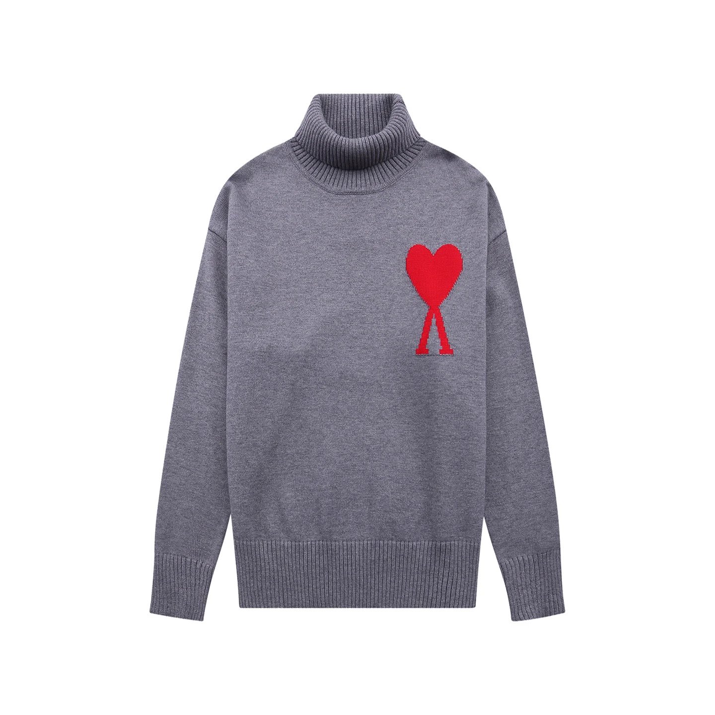 Ami Paris Heart Logo Turtleneck Sweater Forest Green - 23