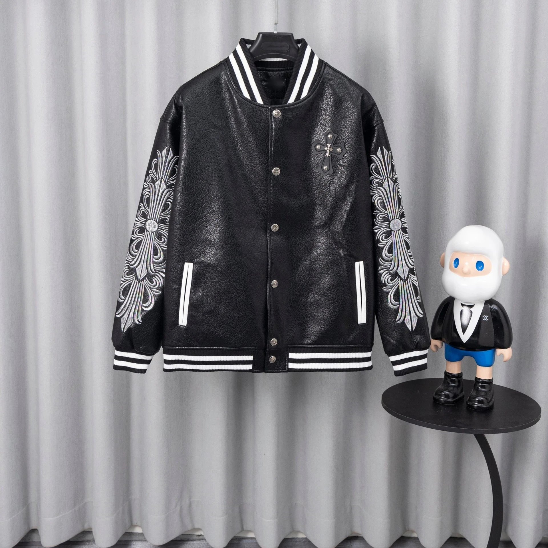 Chrome Hearts Varsity Jacket Black and White Outerwear Jacket - 14