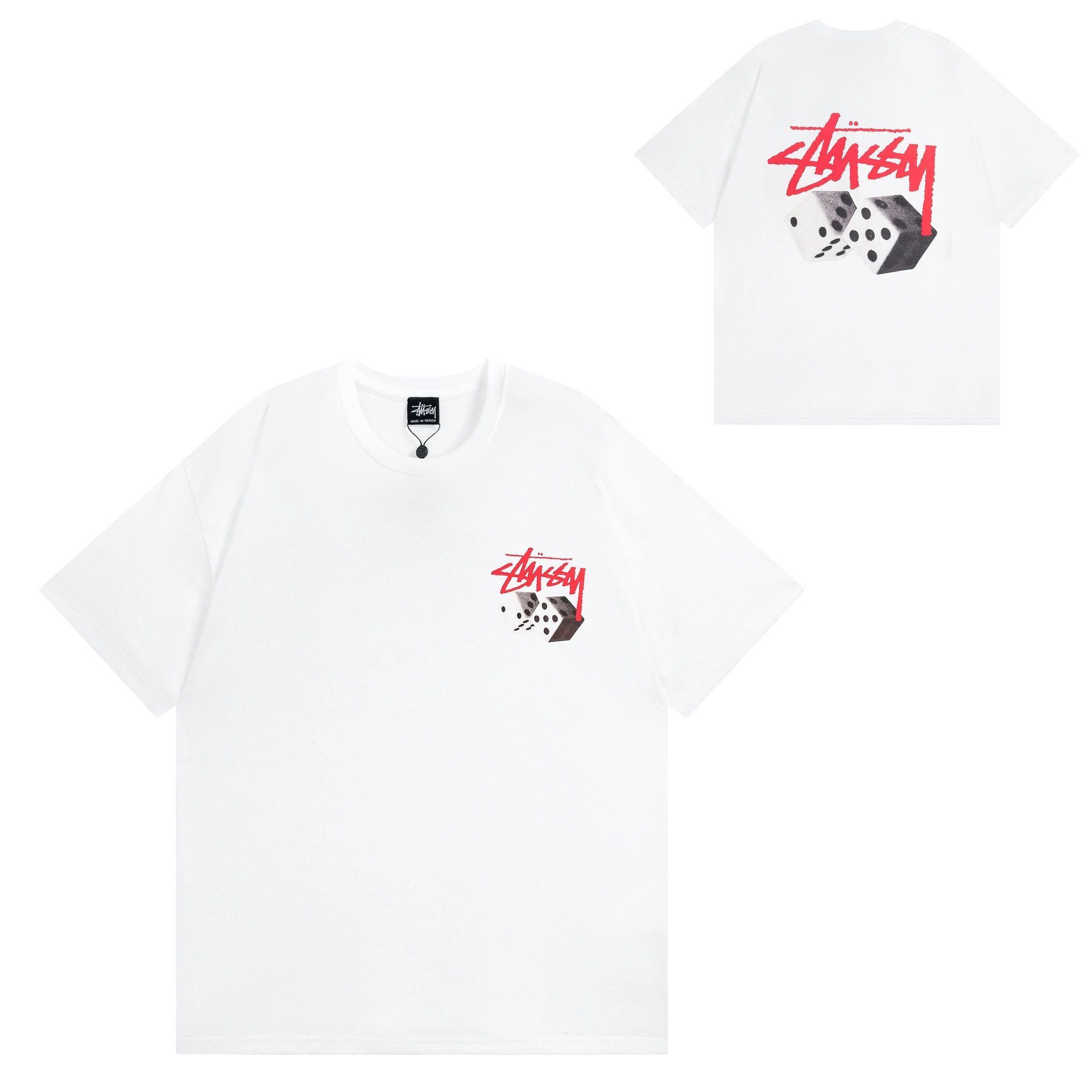 Stüssy T-Shirts Short-Sleeve Graphic Logo Print — 911 white