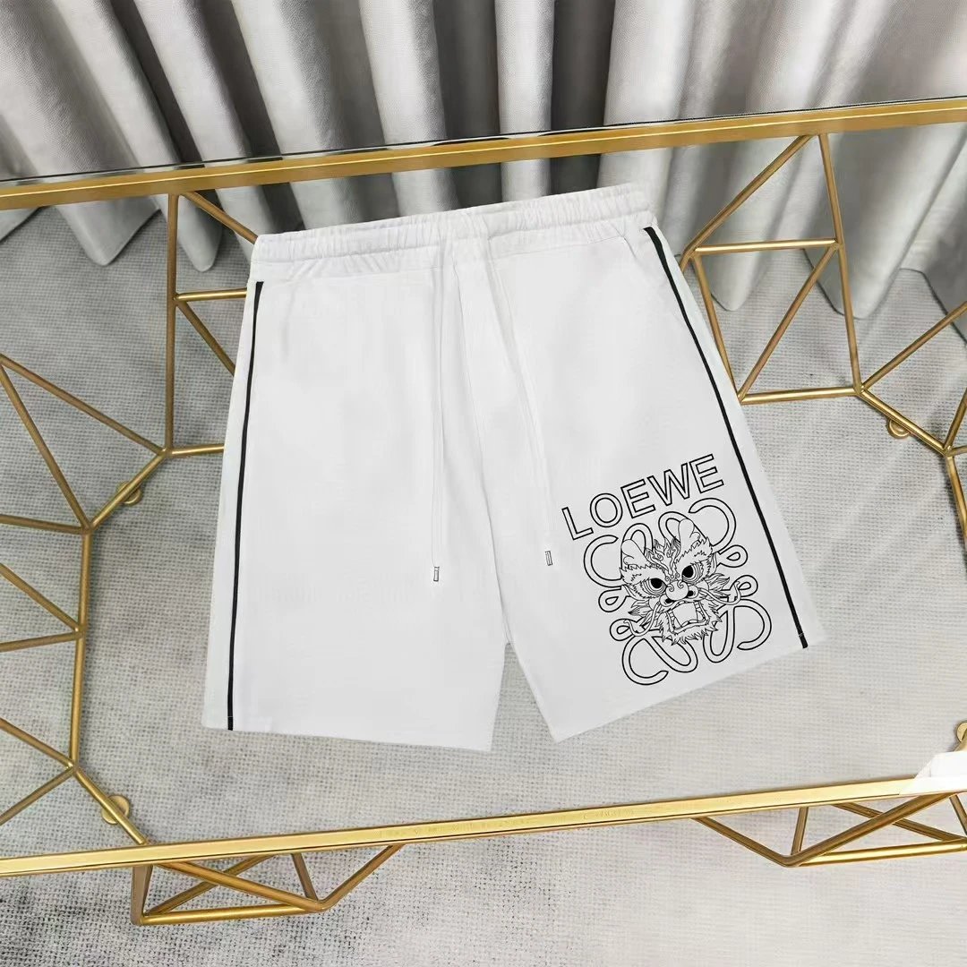 Loewe Logo Patch White Shorts with Black Stripe - 25