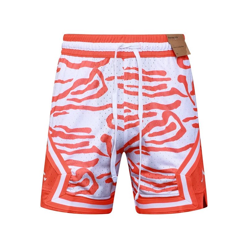 Design Sporty Mesh Shorts Navy with Red Geometric Panels - 4