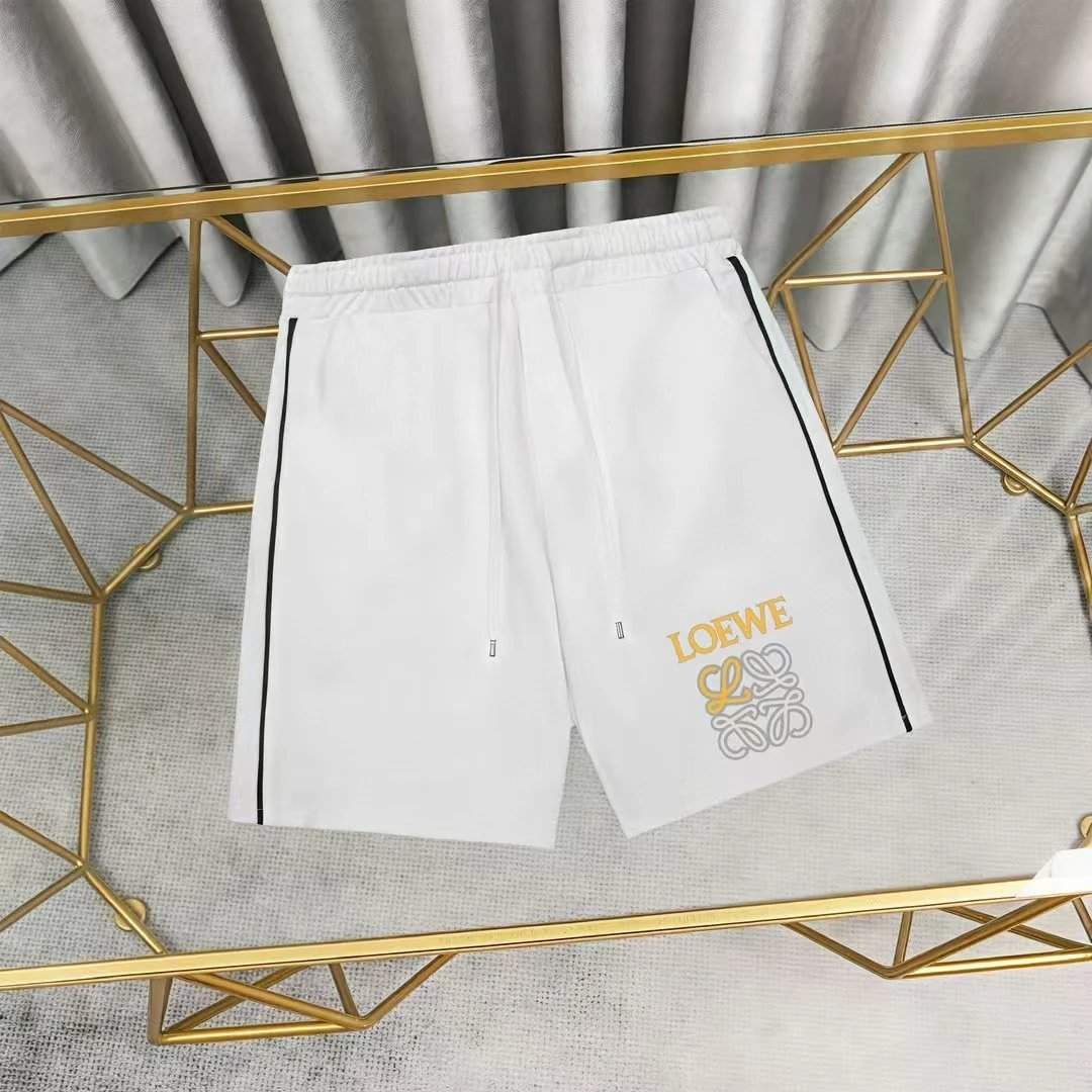 Loewe Logo Patch White Shorts with Black Stripe - 34