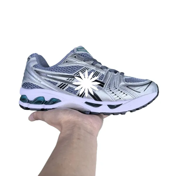 Asics Gel-Kayano 14 Silver Gray Teal Running Shoes - 1