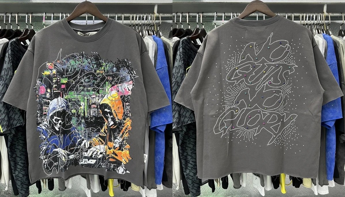 Design Bkys Punk Skull Graphic Oversized T-Shirt Black T-Shirts - 42