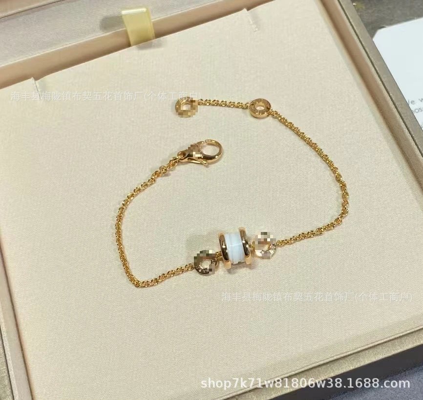 Design CNC Small Waist Chain Bracelet in White Gold with Pave Zirconia Jewelry - 7
