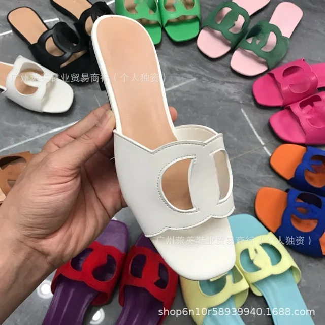 Unbranded Slippers Square-Toe Cutout Vamp Flat Slide product detail image 5