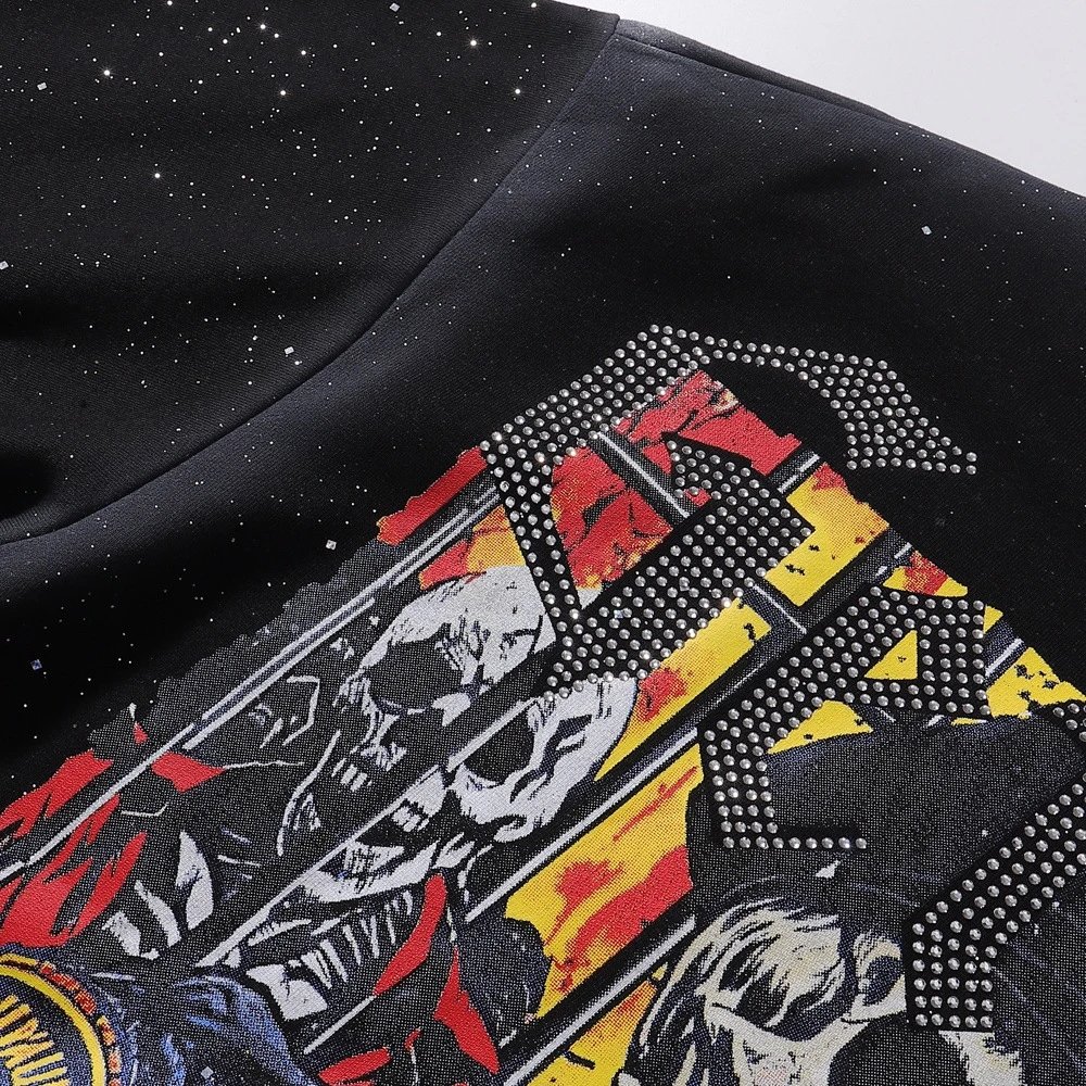 Design Bkys Punk Skull Graphic Oversized T-Shirt Black T-Shirts - 47
