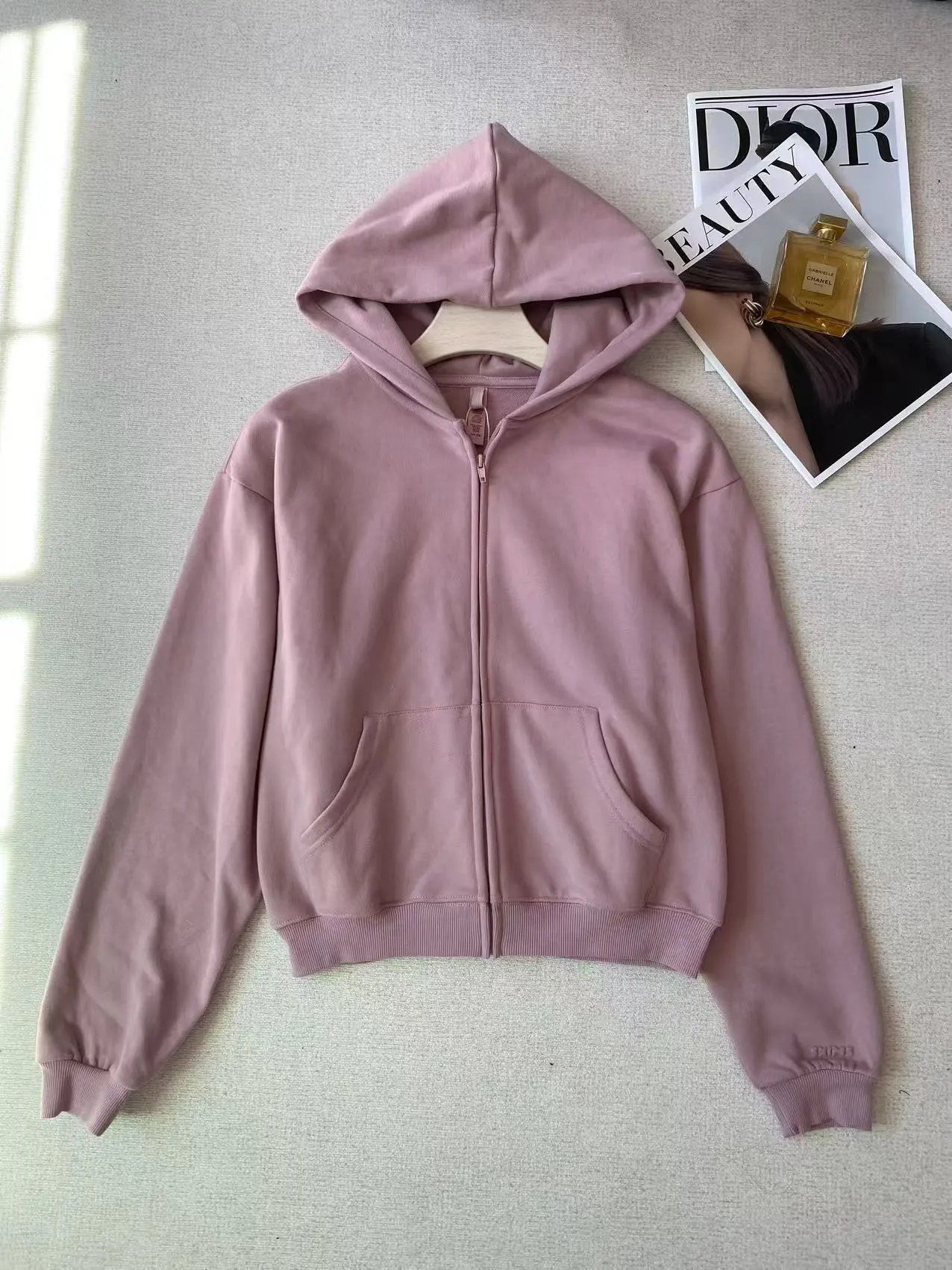 Design Ribbed Long Sleeve Crop Top Dusty Pink - 19
