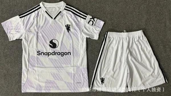 Manchester United x Adidas 2024-25 Away Jersey White / Purple Patterned Set - 1