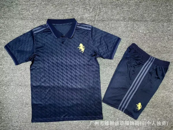 Design Vine Print Soccer Jersey Set Black - 4