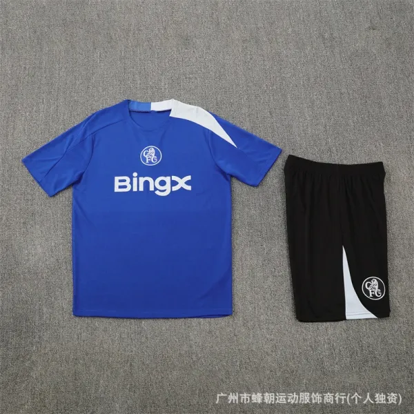Chelsea FC Training Kit Blue and Black Jersey and Shorts Set - 1