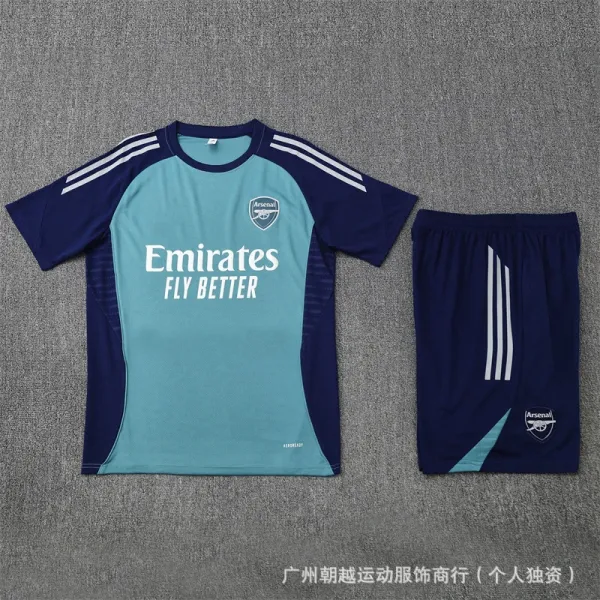 Arsenal FC Training Kit Teal and Navy Jersey and Shorts Set - 1