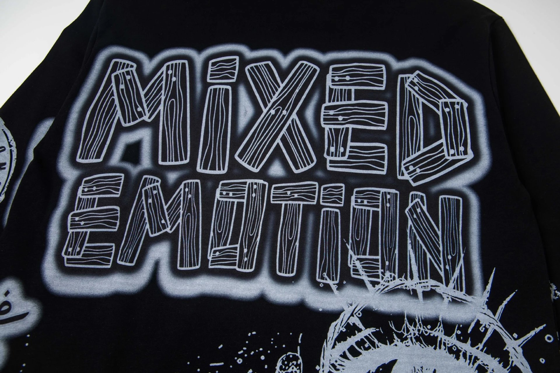 Design Mixed Emotion Motif Established in 2019 Long Sleeve Graphic Tee Black T-Shirts - 5
