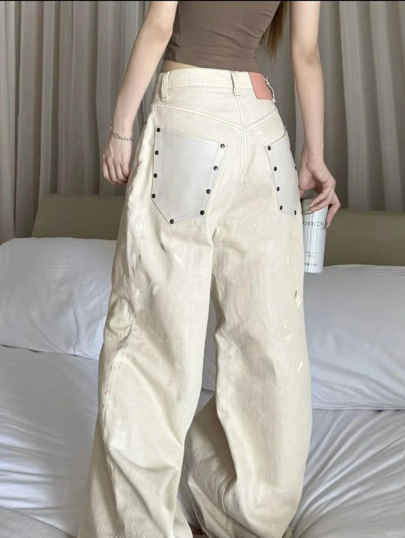 Acne Studios Wide-Leg Distressed Denim Jeans Blue - 6