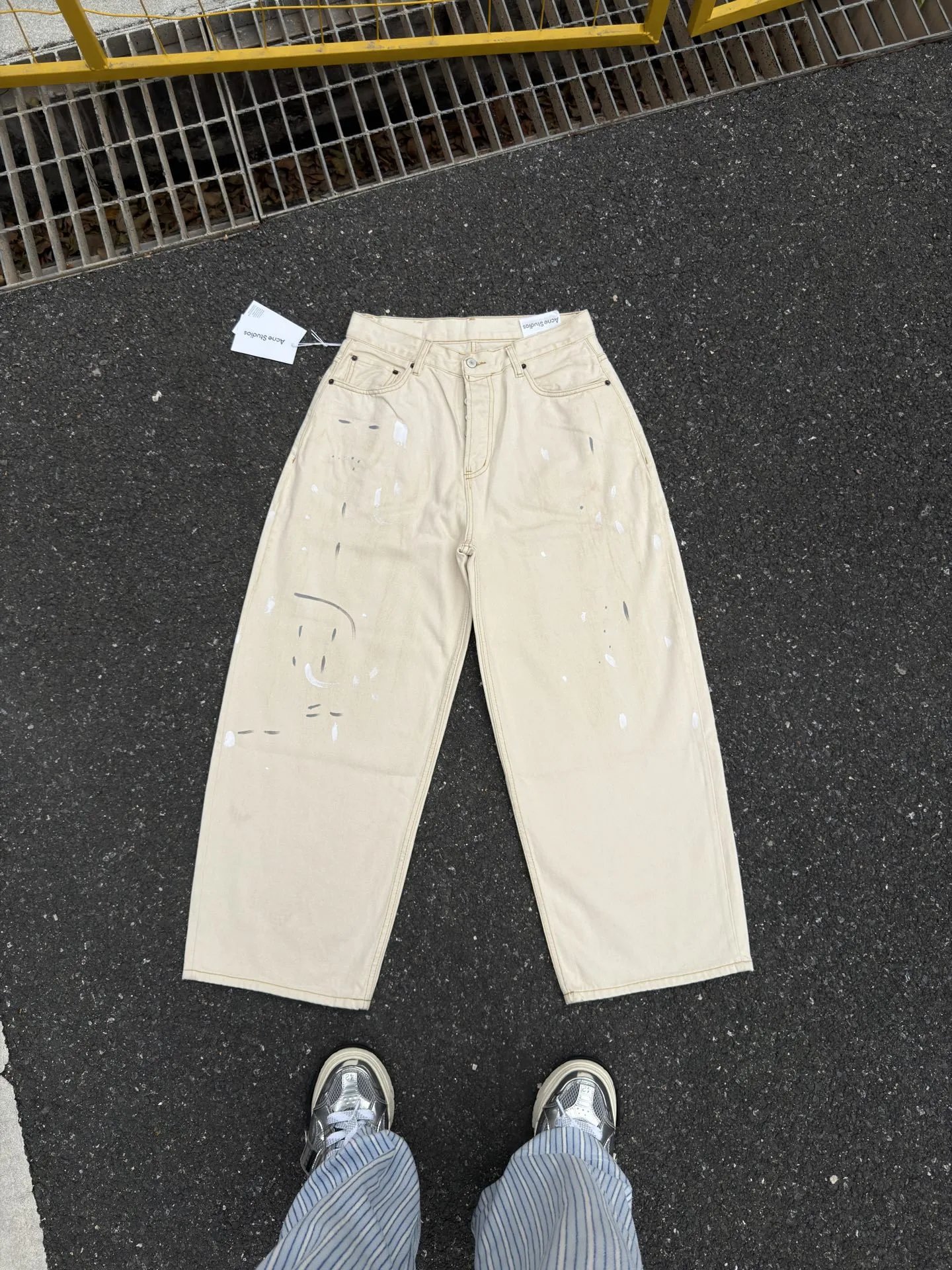 Acne Studios Wide-Leg Distressed Denim Jeans Blue - 9