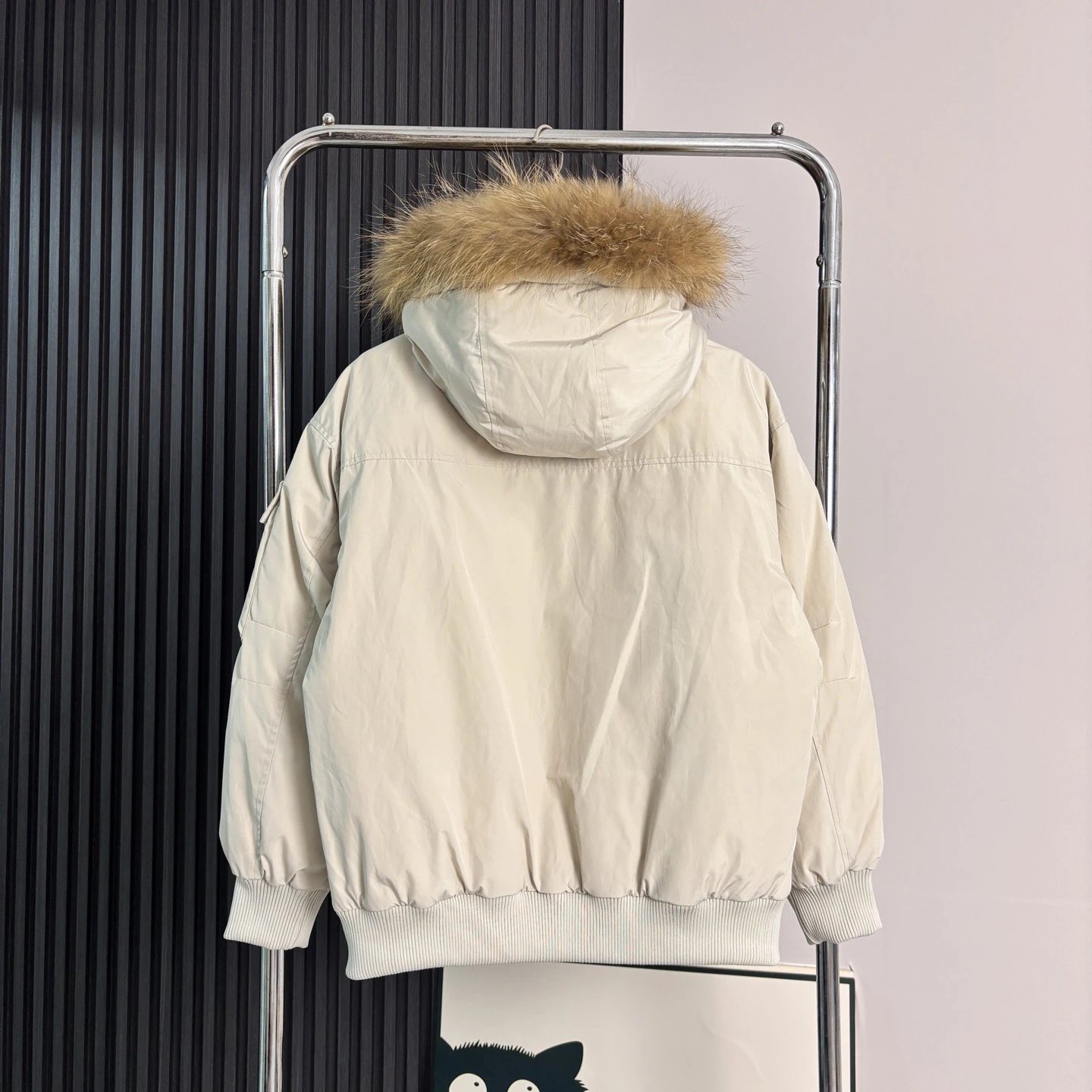 Stone Island Parka with Fur Trim Gray Down Jacket - 6