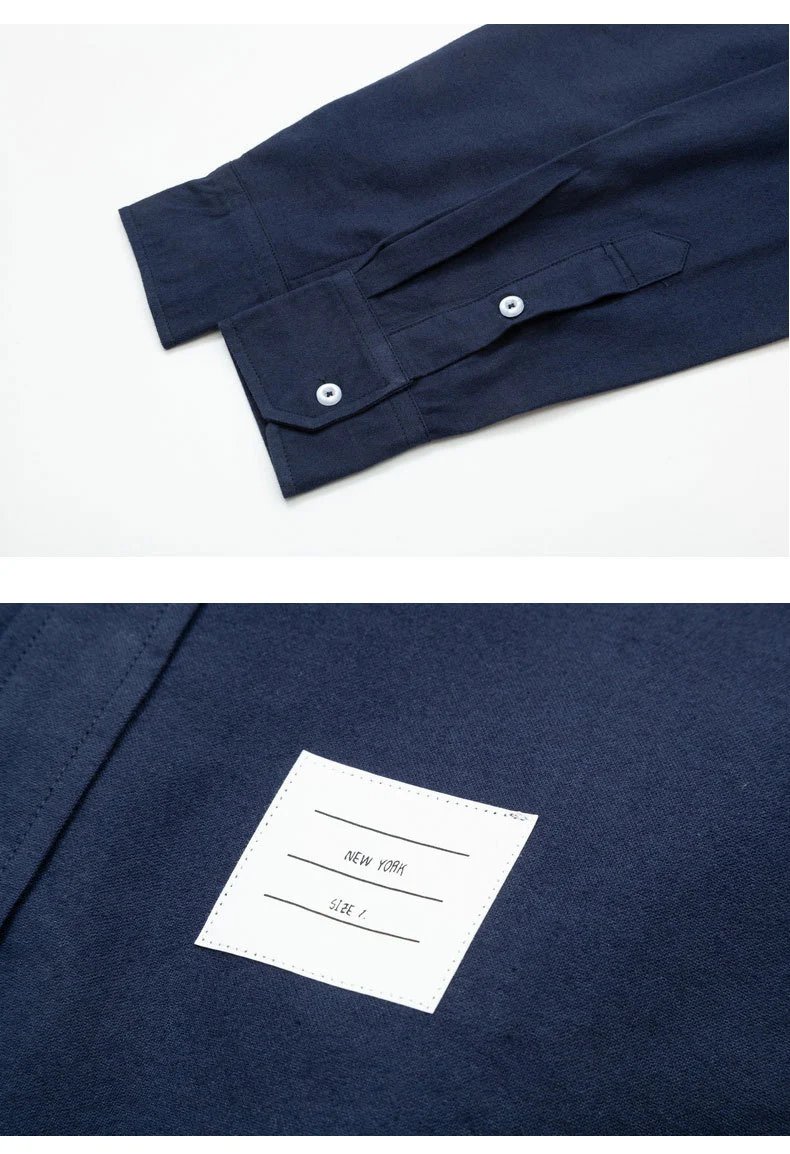 Thom Browne Four-Bar Stripe Oxford Shirt Navy - 10