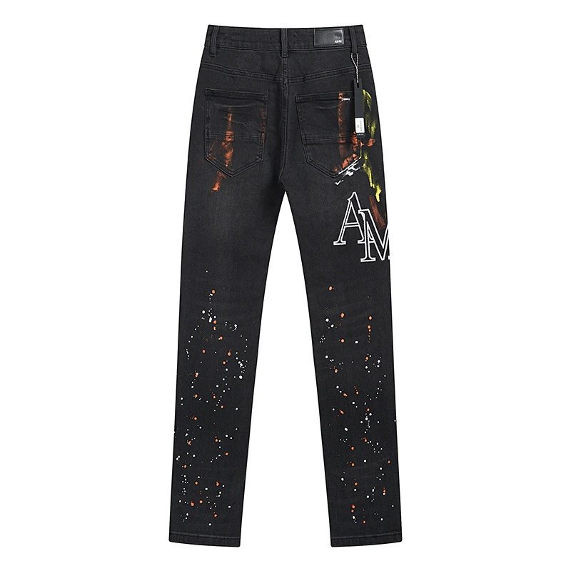 Amiri Logo Embroidered Black Jeans - 8