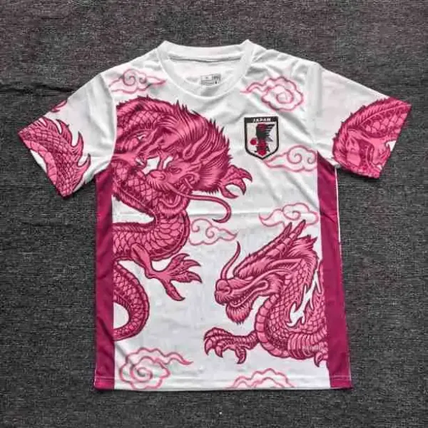 Japan Football Association Dragon Print White Pink Jersey - 1