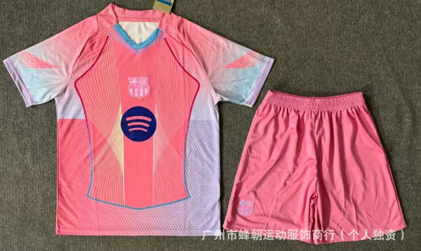 FC Barcelona x Spotify 2024 Pink Third Kit Jersey and Shorts Set - 1