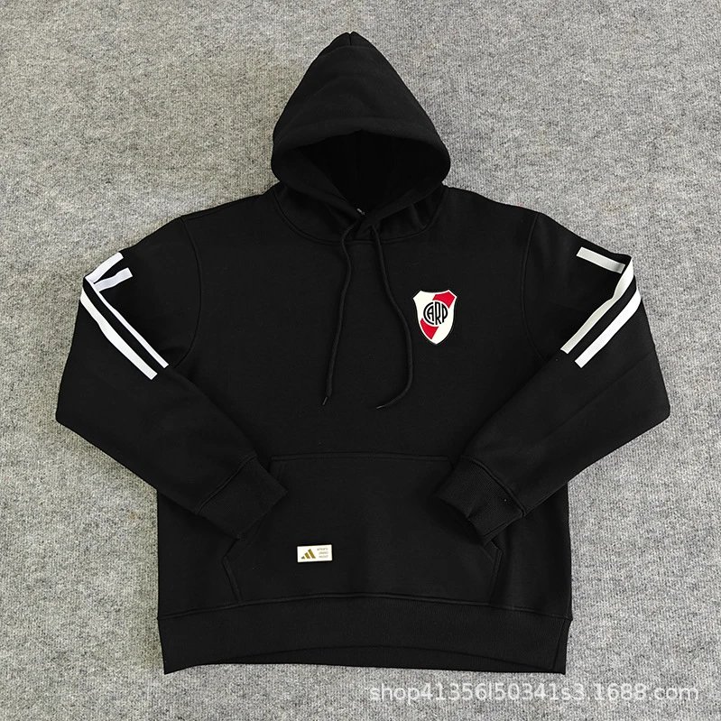 Design River Plate Yellow Hoodie with Club Crest and Stripe Sleeves Hoodie - 11