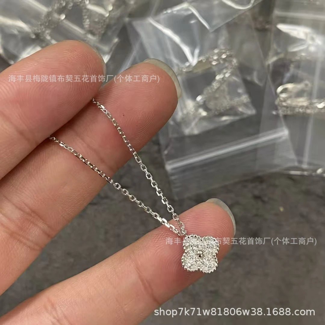 Design Six-Flower Full Pave Four-Leaf Clover Bracelet in Silver Jewelry - 7