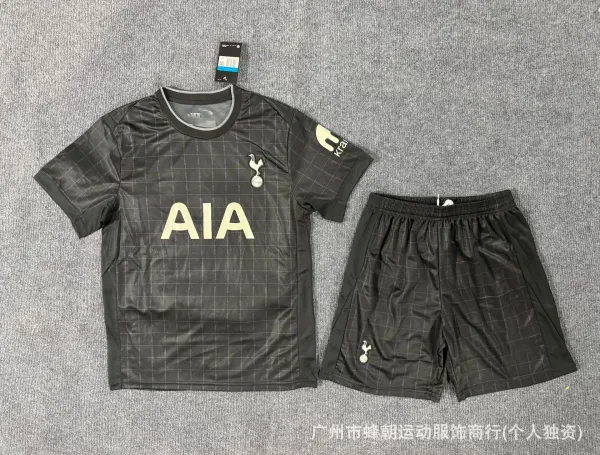 Tottenham Hotspur 2023-24 Third Kit Black Grid Pattern Jersey and Shorts Set - 1