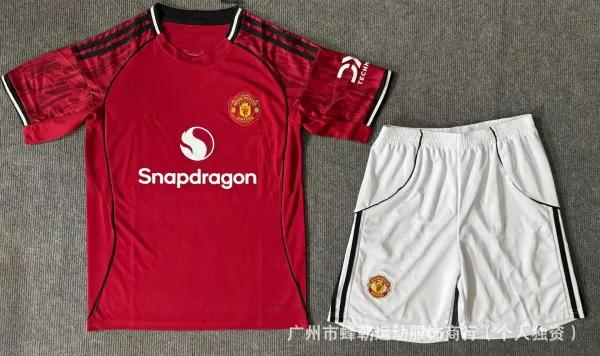 Manchester United 2024-25 Home Kit Red Jersey and White Shorts - 1