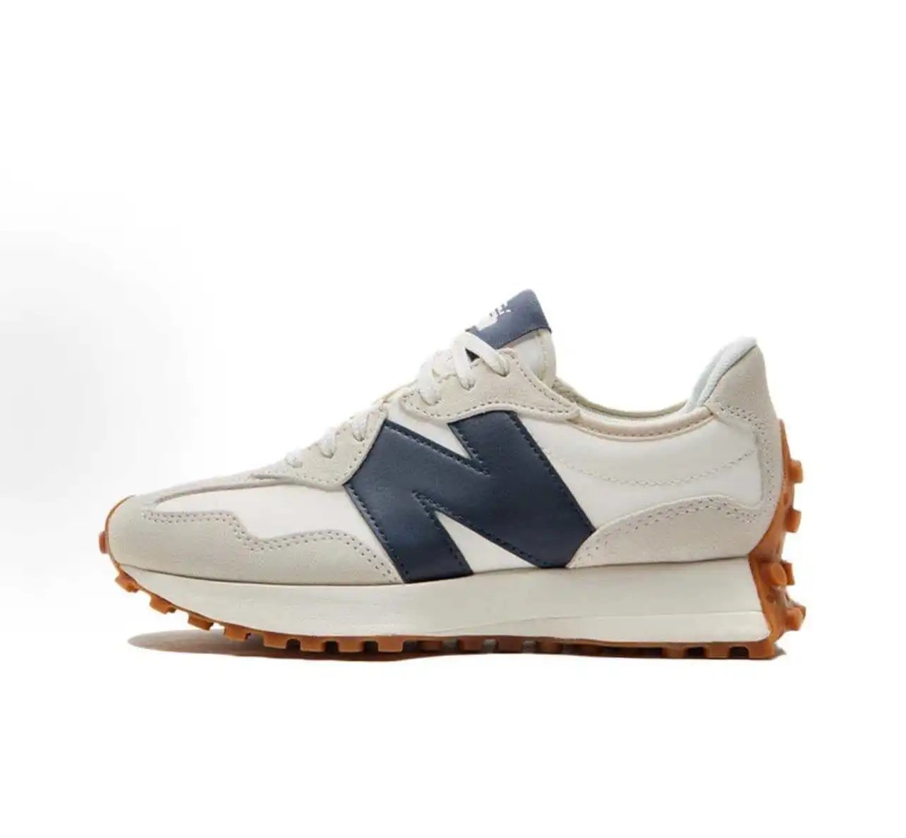 New Balance Sneakers 327 low-top with oversized N side logo and lug outsole — nb 327 White, gray, and blue