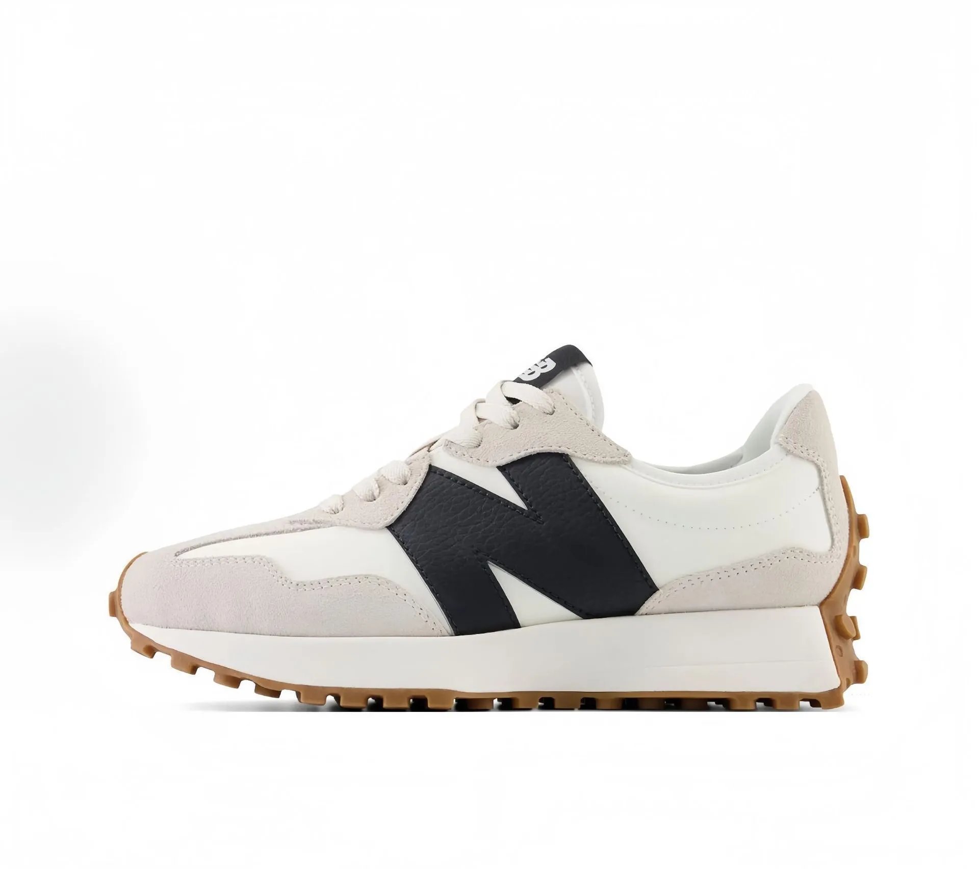 New Balance Sneakers 327 low-top with oversized N side logo and lug outsole — nb 327 Black and white