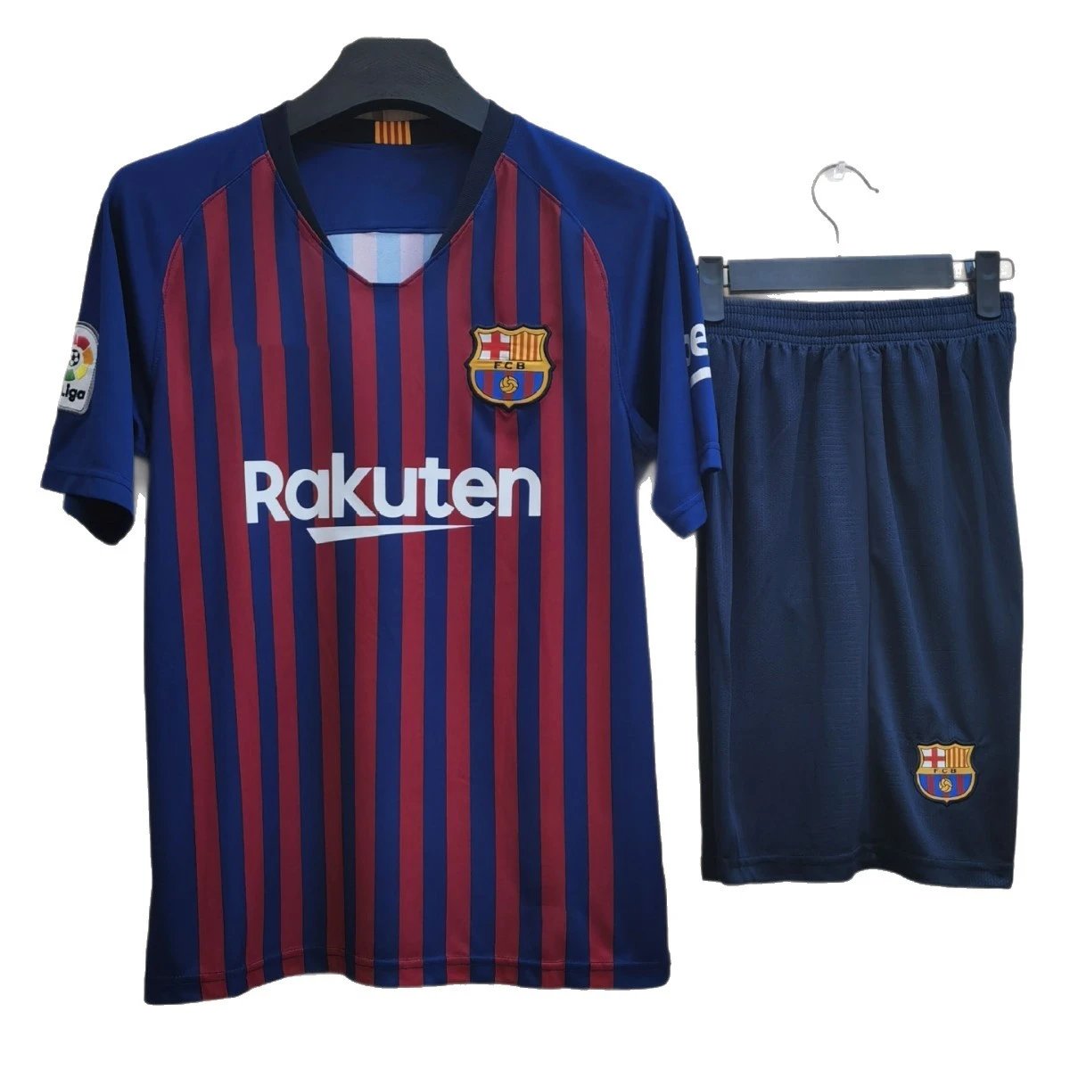 FC Barcelona 2023-24 Home Jersey Navy Blue Red Striped Football Kit - 14