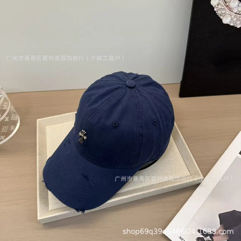 Chrome Hearts Distressed Cross Embroidered Baseball Cap Gray - 11