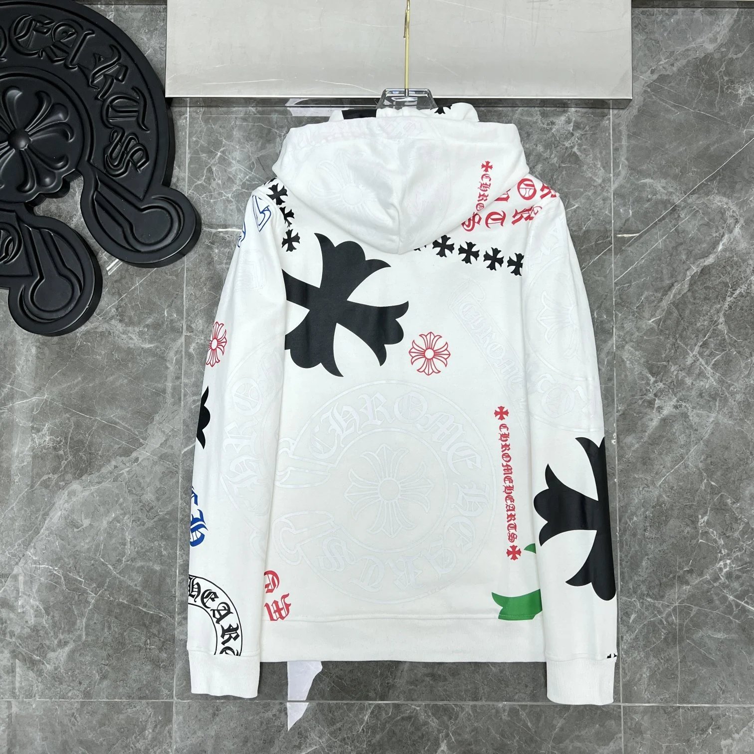 Chrome Hearts Floral Sleeve Hoodie Black - 14