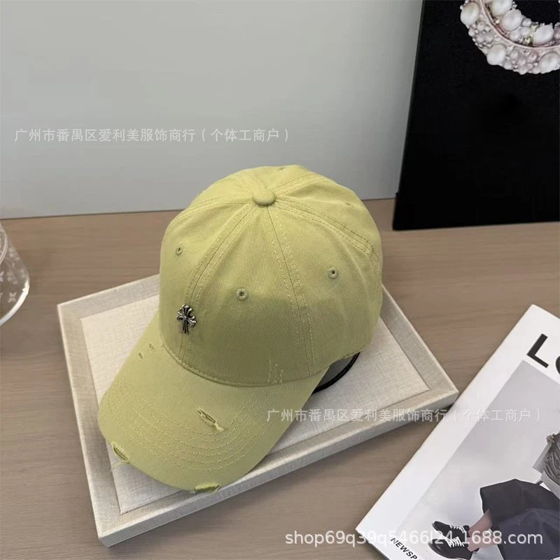 Chrome Hearts Distressed Cross Embroidered Baseball Cap Gray - 19