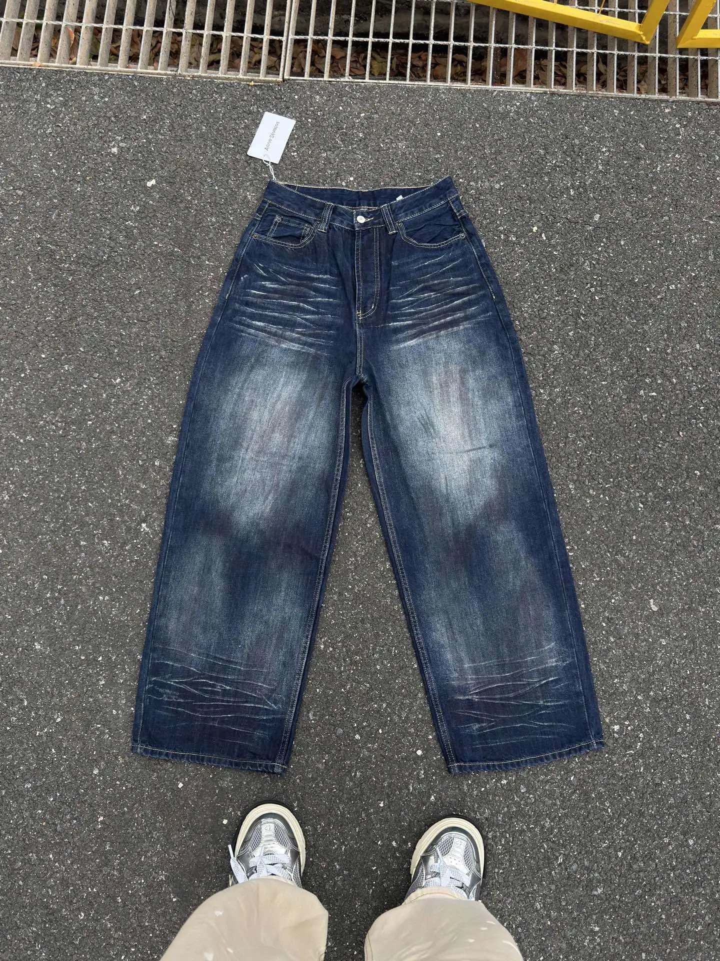 Acne Studios Wide-Leg Distressed Denim Jeans Blue - 30