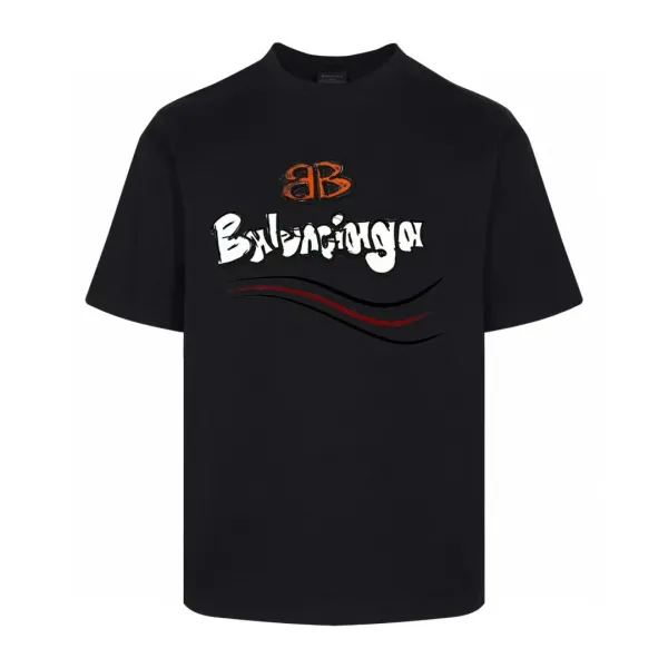 Balenciaga Logo Graphic Black T-Shirt - 1