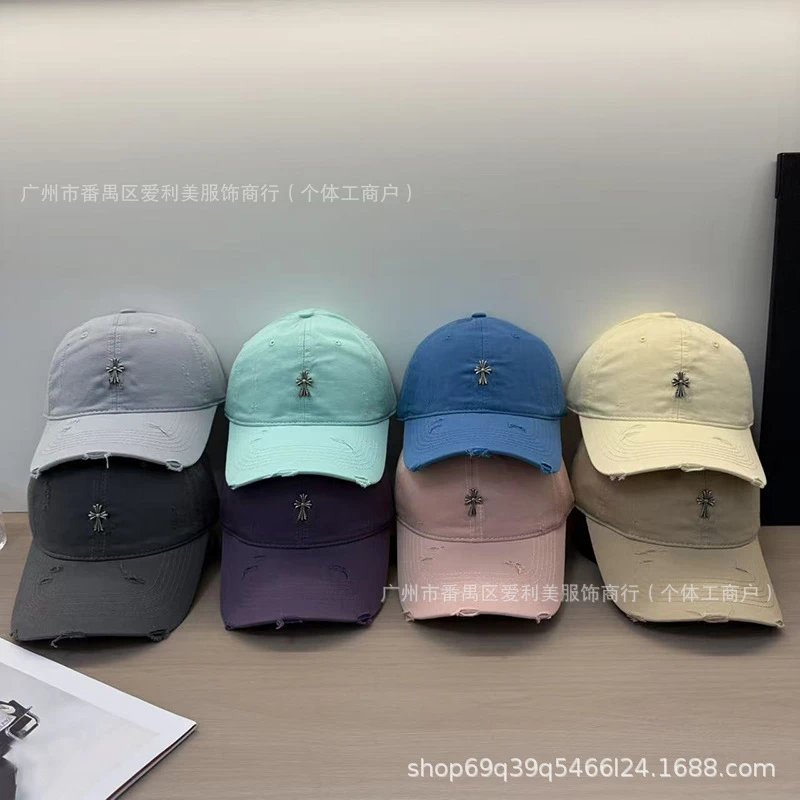 Chrome Hearts Distressed Cross Embroidered Baseball Cap Gray - 2