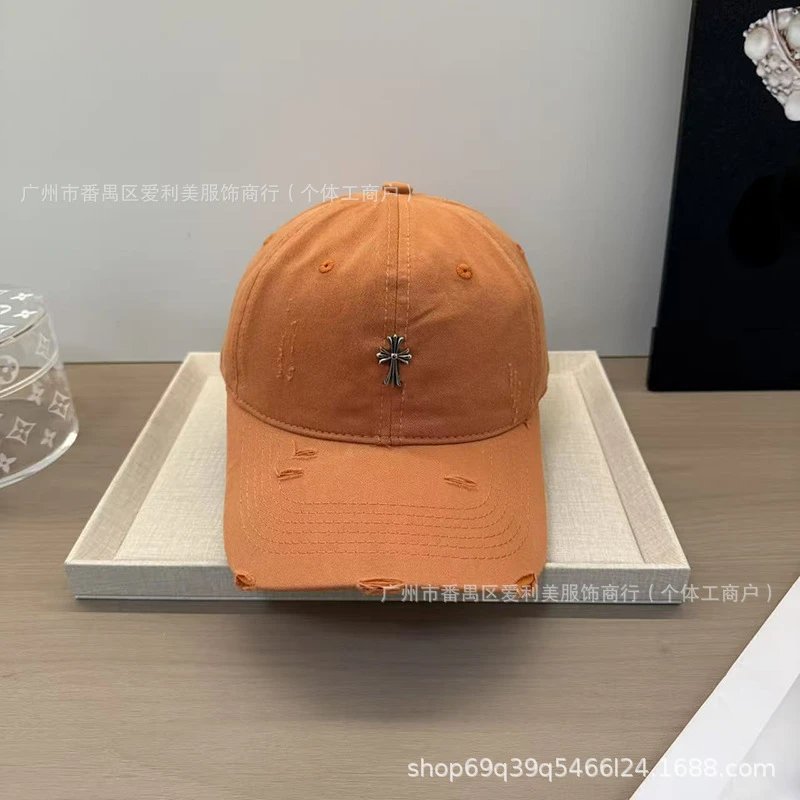 Chrome Hearts Distressed Cross Embroidered Baseball Cap Gray - 6
