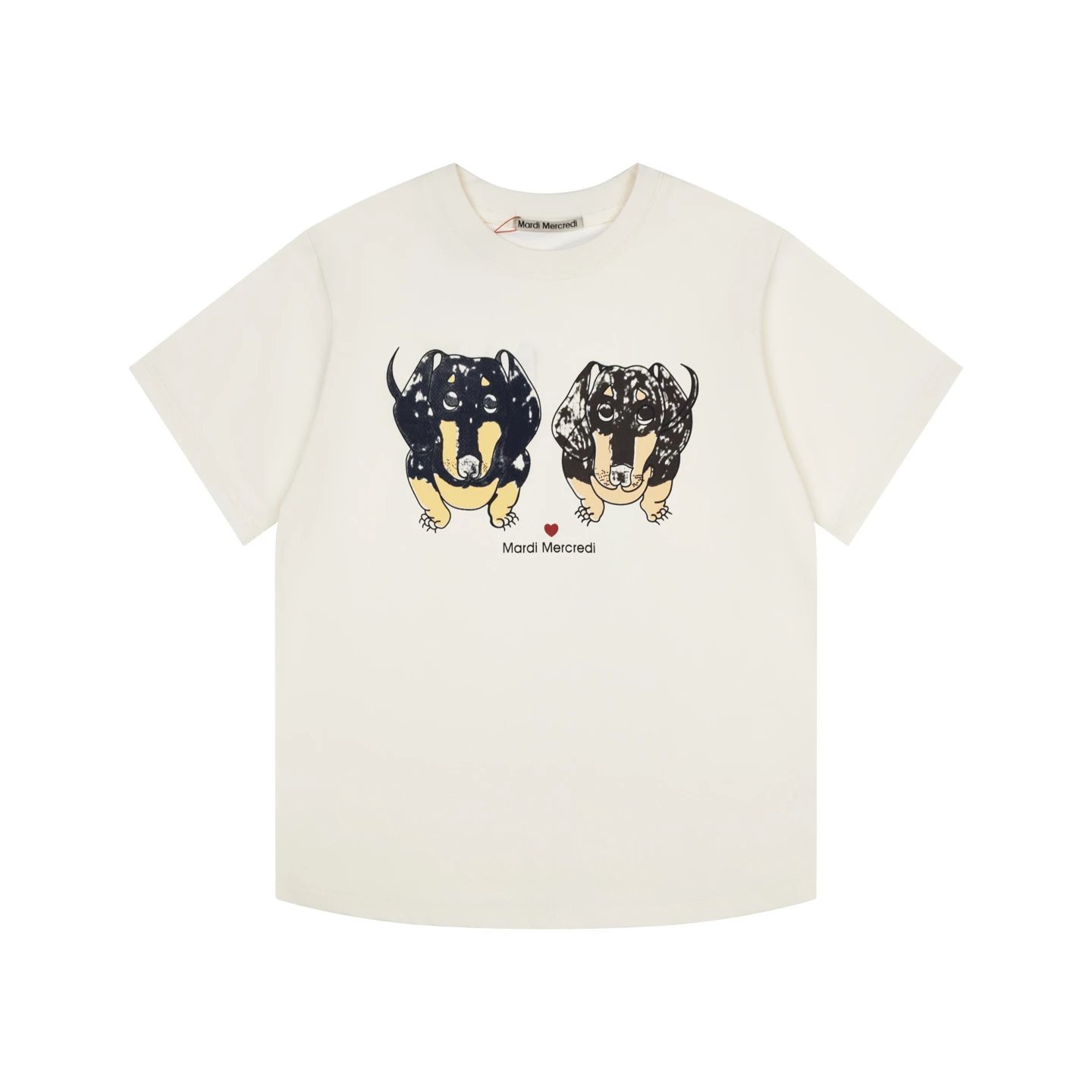 Mardi Mercredi Dachshund Print Beige T-Shirt - 4