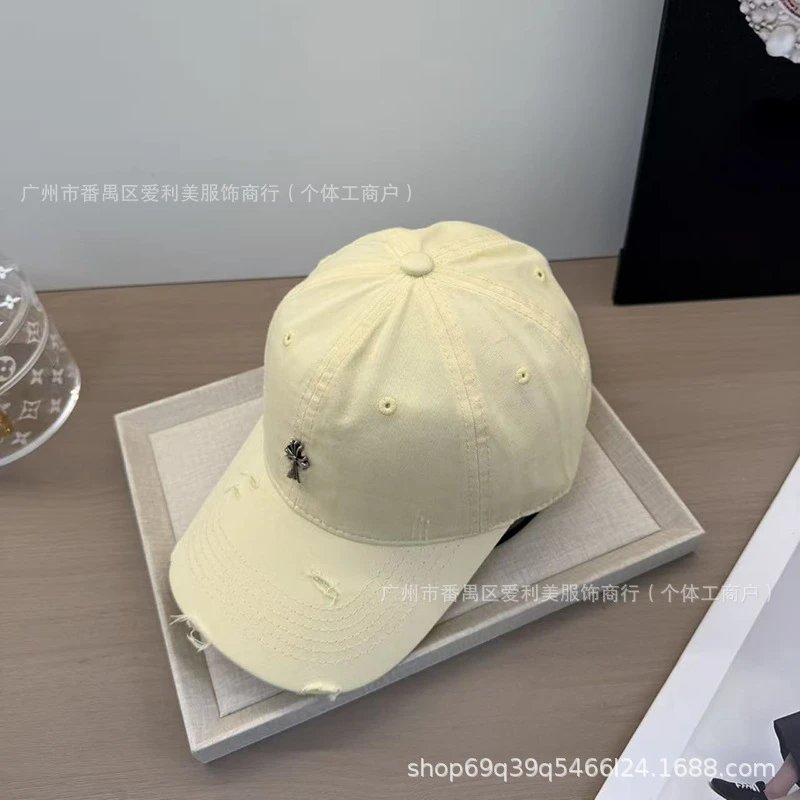 Chrome Hearts Distressed Cross Embroidered Baseball Cap Gray - 27