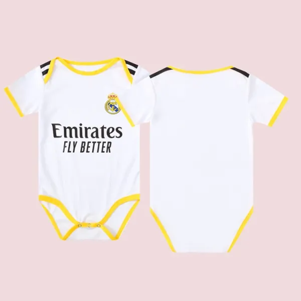 Real Madrid Baby Onesie White with Yellow Trim Sleepwear - 1