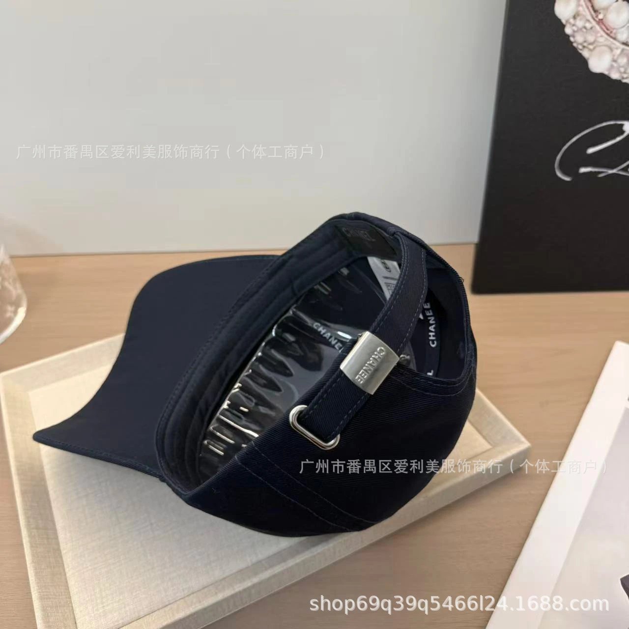 Chanel Logo Embroidered Navy Baseball Cap - 18