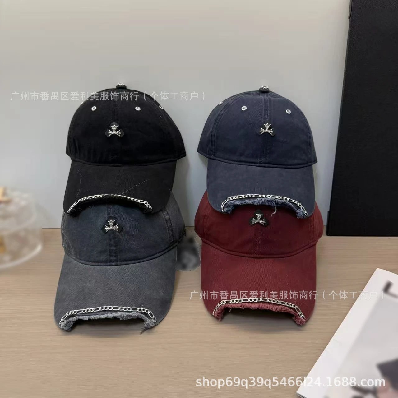 Chrome Hearts Cross Logo Distressed Black Baseball Cap - 2