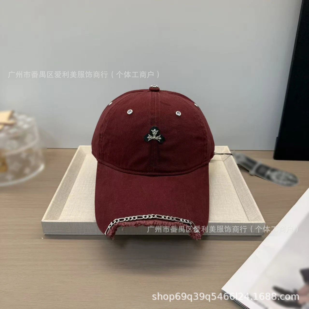 Chrome Hearts Cross Logo Distressed Black Baseball Cap - 3