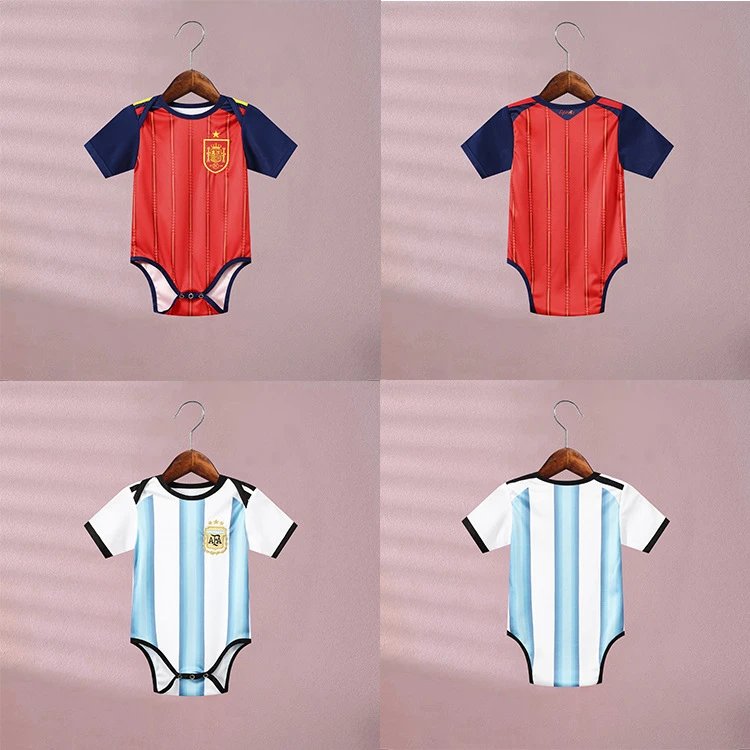 Design Croatia National Team Inspired Baby Bodysuit Red and White Checkered Jersey Clothing - 5