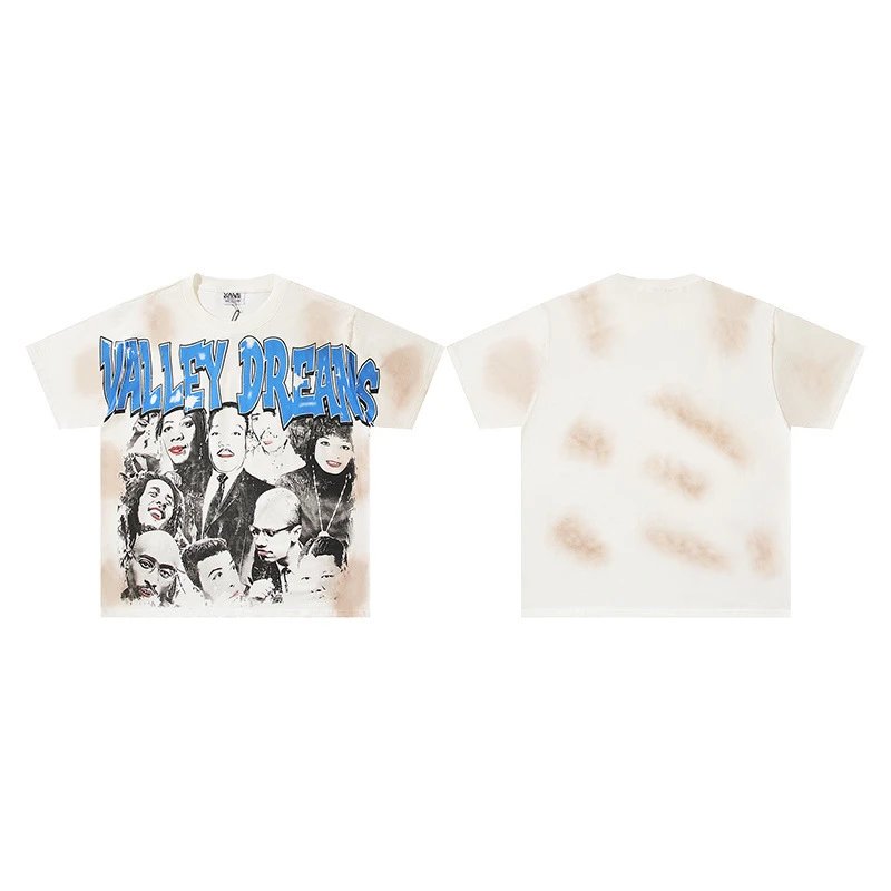 VALE T-Shirts Washed graphic print short-sleeve T-shirt — v 059 white