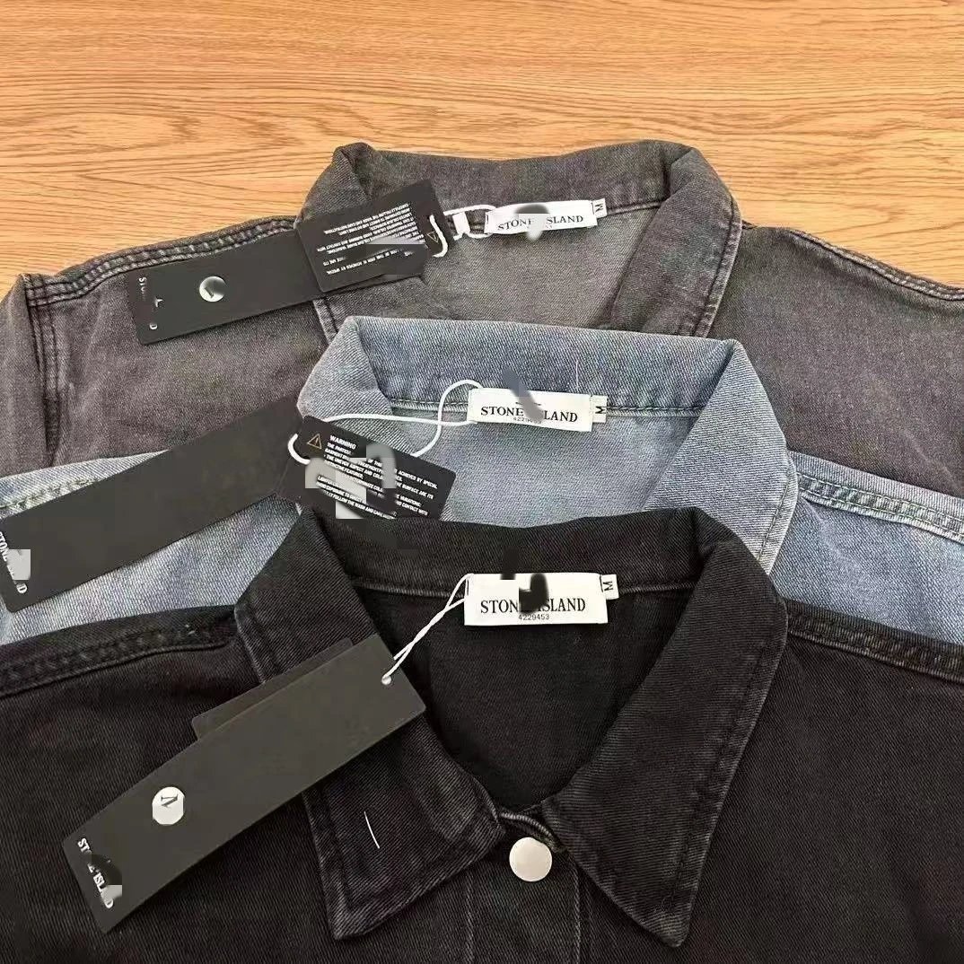 Stone Island Denim Jacket Light Gray Wash Denim-Jacket - 6