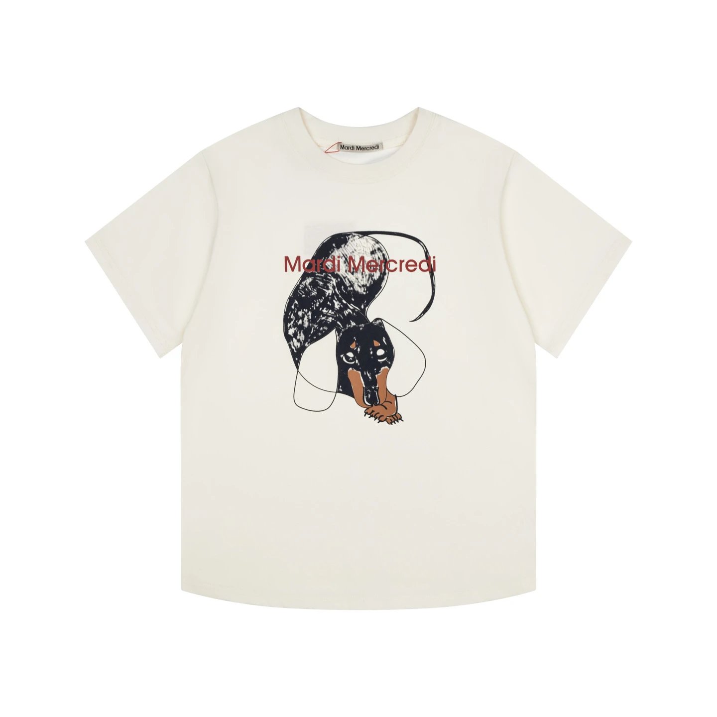 Mardi Mercredi Dachshund Print Beige T-Shirt - 6
