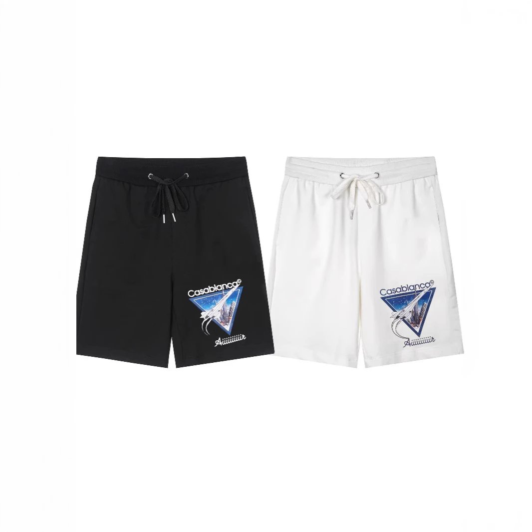 Plaza Casa Graphic Print Drawstring Waist Shorts White - 6